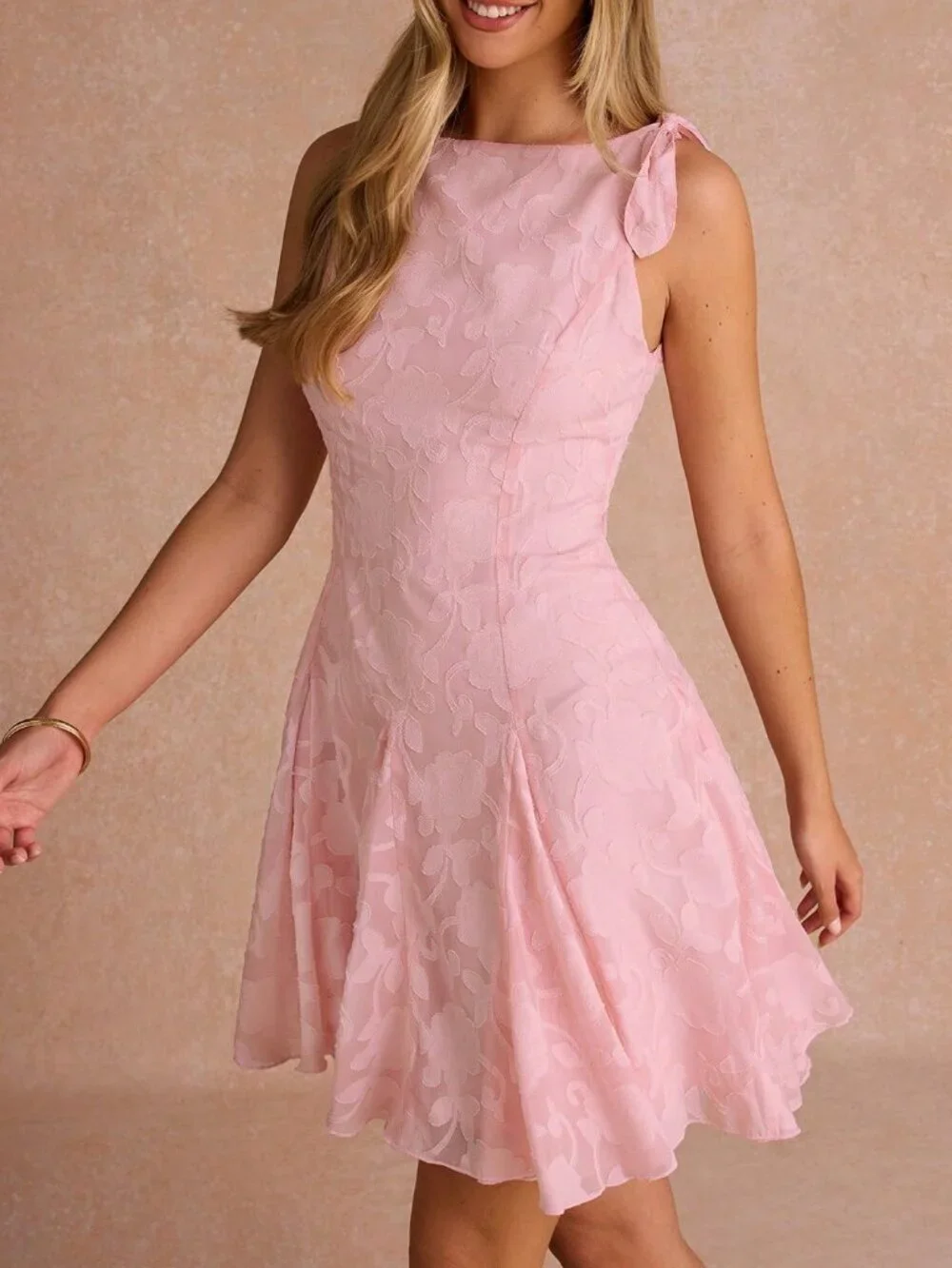 Pink Elegant Women's Cutout Sleeveless Mini Chic mini Dress